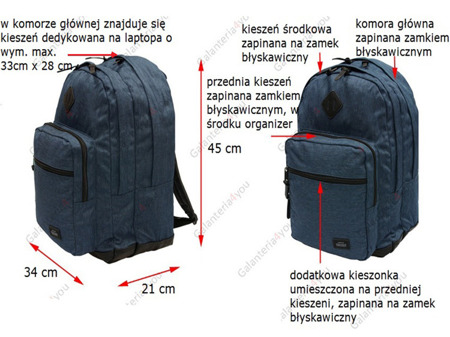 Plecak na laptopa Black Hawk granatowy BK-713