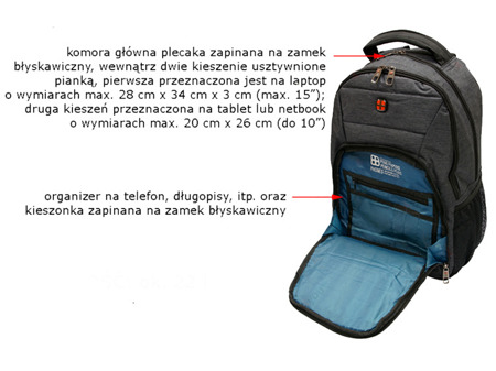 Plecak na laptopa New Bags szary R-649