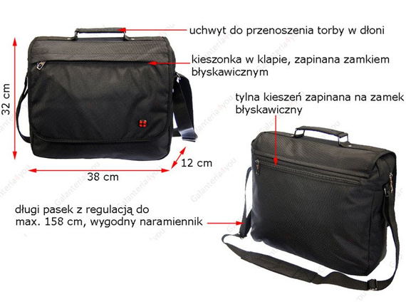 Torba męska na ramię New Bags czarna NB-5117