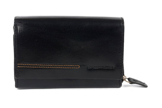 Portfel skórzany damski poziomy średni VIP Collection czarny