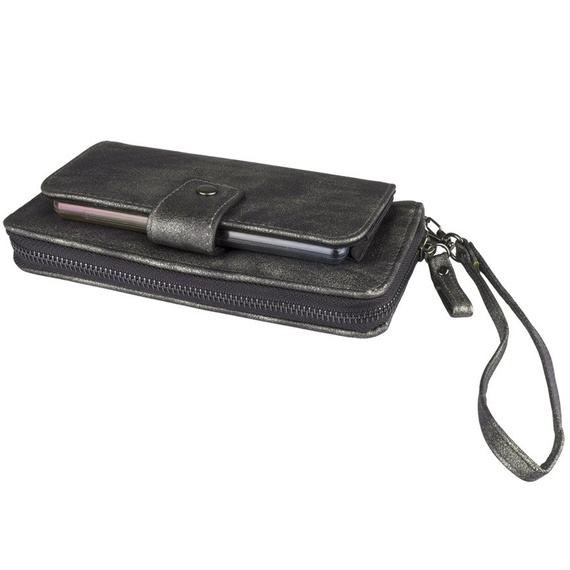 Portfel damski z kieszenią na telefon New Design Srebrny 98329-929