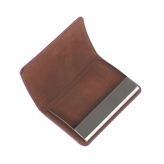 Etui na wizytówki ze skóry naturalnej fioletowe