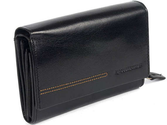 Portfel skórzany damski poziomy średni VIP Collection czarny