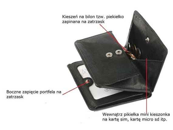 Mały skórzany portfel męski Old River 2537N Czarny