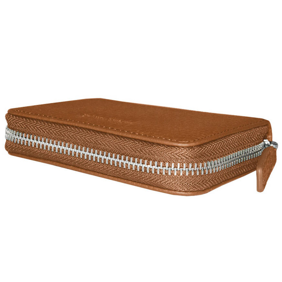 Etui na karty z piekiełkiem skórzane brązowe RFID KB29 BROWN