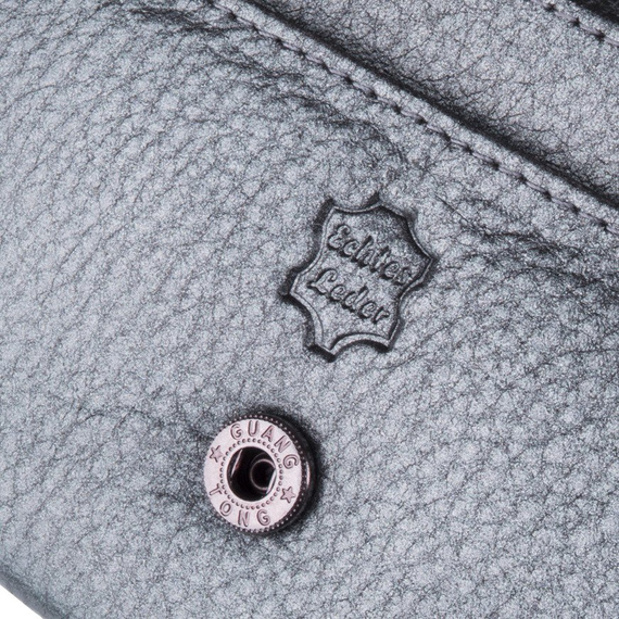 Portfel damski metaliczny grafit poziomy skóra naturalna NEW BAGS MK-57