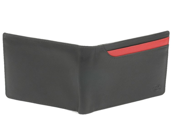 Skórzany portfel męski Old River 76509 Czarno-czerwony