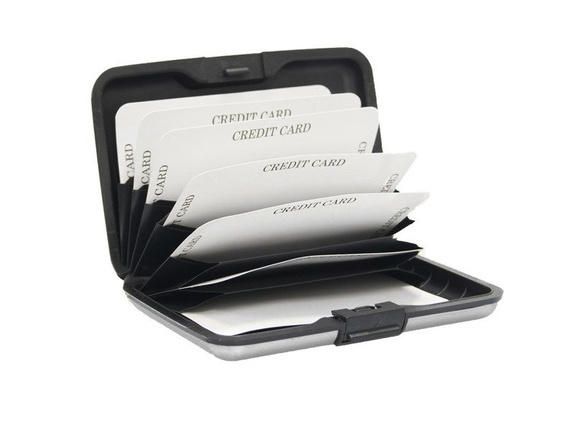 Etui aluminiowe na karty z zabezpieczeniem RFID STOP Deluxa srebrne 40981