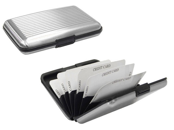 Etui aluminiowe na karty z zabezpieczeniem RFID STOP Deluxa srebrne 40981