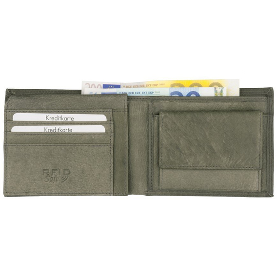 Portfel ze skóry naturalnej szary Black Hawk GBK-106 SZARY