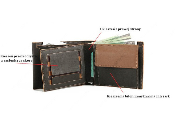 Portfel skórzany męski poziomy średni VIP Collection ciemny brąz