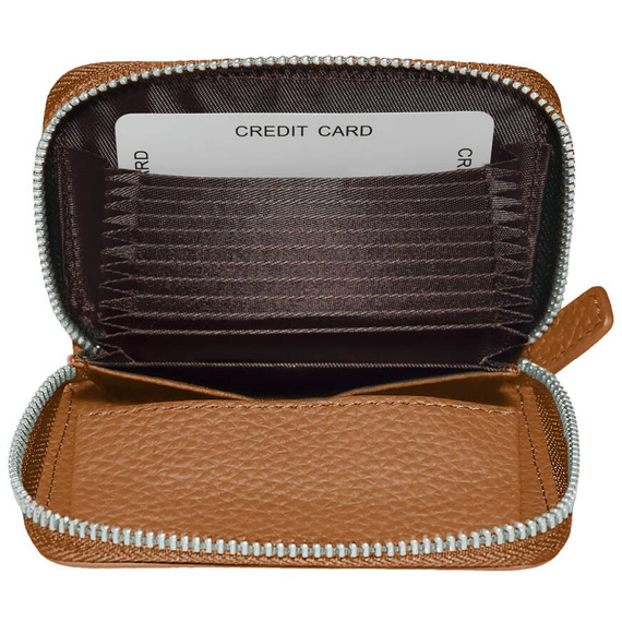 Etui na karty z piekiełkiem skórzane brązowe RFID KB29 BROWN
