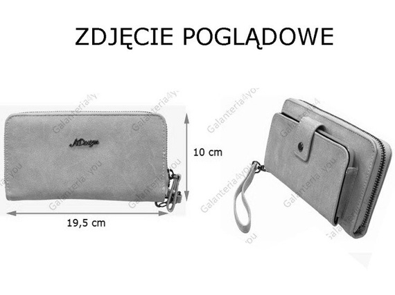 Portfel damski z kieszenią na telefon New Design szaro-różowy 98329-946