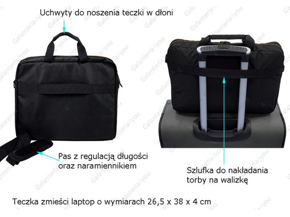 Teczka na ramię VIP Collection Barcelona 15 Czarno-pomarańczowa