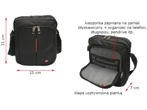 Torba męska na ramię raportówka New Bags czarna NB-5109