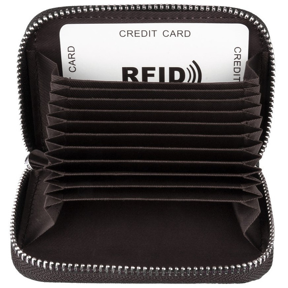 Etui na karty poziome skórzane kawowe KB08-2 COFFEE