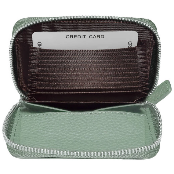 Etui na karty z piekiełkiem skórzane pistacjowe RFID KB29 L.GREEN