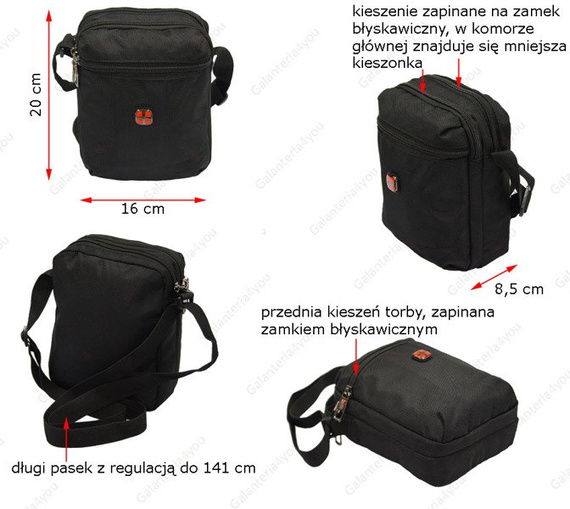 Torba na ramię, raportówka New Bags czarna NB-5118