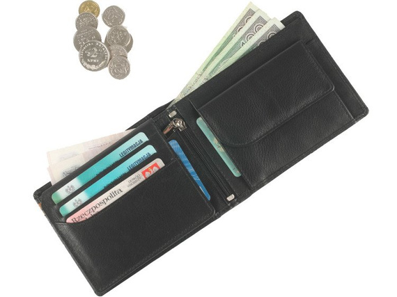 Skórzany portfel męski Old River 76509 Czarno-karmelowy