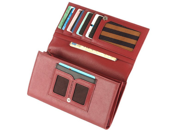 Portfel skórzany damski poziomy duży VIP Collection czerwony