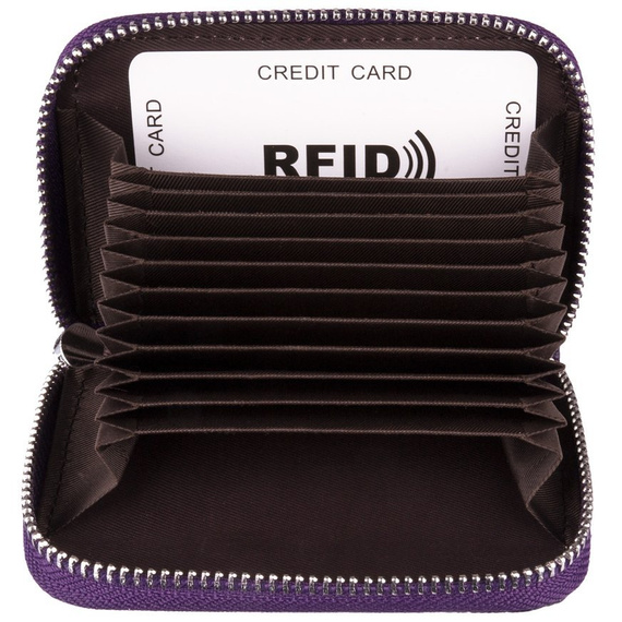 Etui na karty poziome skórzane fioletowe KB08-2 PURPLE