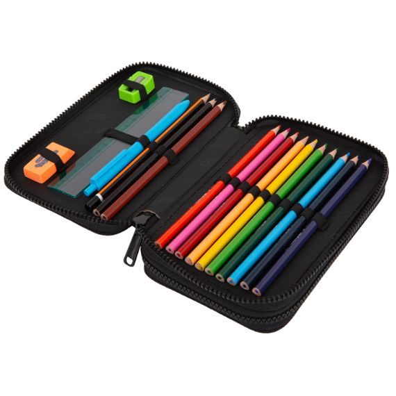 Piórnik szkolny podwójny z wyposażeniem CoolPack Jumper 2 Daisy Black F066817