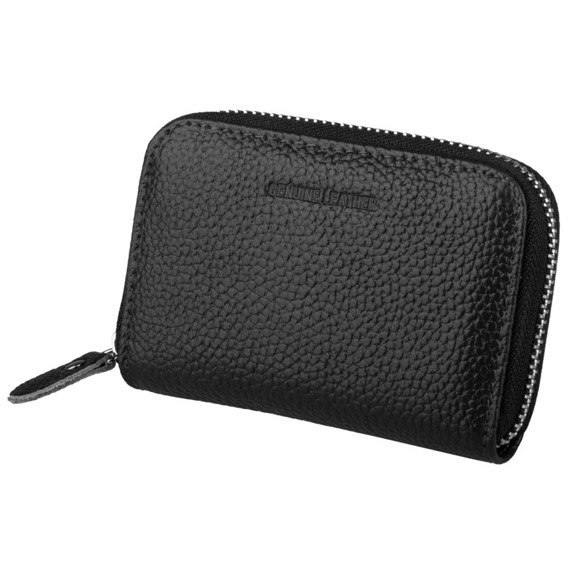 Etui na karty poziome skórzane czarne KB08-2 BLK